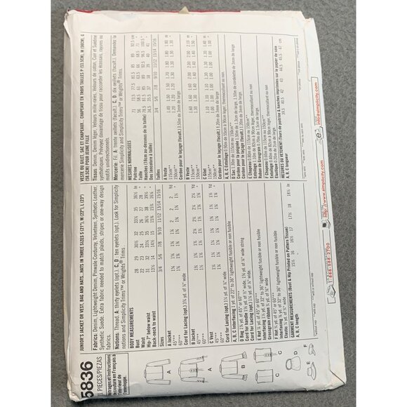 Simplicity 5836 Teens Jacket Skirt Pants Hat & Purse Pattern Sz 3/4-9/10 - Picture 2 of 2